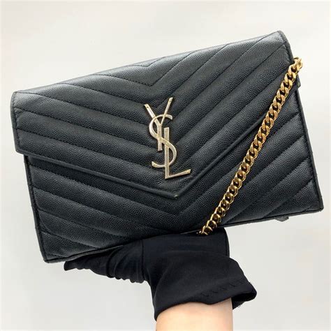 celebrity ysl envelope chain wallet|ysl wallet on chain bag.